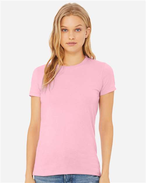 BELLA + CANVAS 6413 Women’s Relaxed Fit Triblend Tee - Pink Triblend - model front