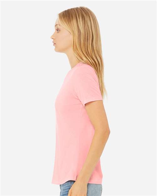 BELLA + CANVAS 6413 Women’s Relaxed Fit Triblend Tee - Pink Triblend - model side