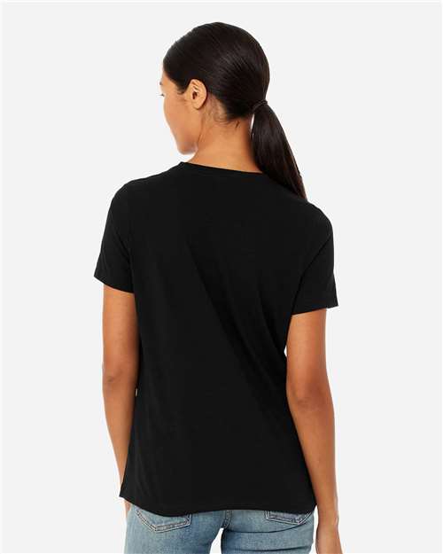 BELLA + CANVAS 6413 Women’s Relaxed Fit Triblend Tee - Solid Black Triblend - model back