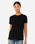 BELLA + CANVAS 6413 Women’s Relaxed Fit Triblend Tee - Solid Black Triblend - model front