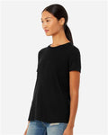BELLA + CANVAS 6413 Women’s Relaxed Fit Triblend Tee - Solid Black Triblend - model side