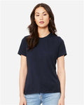 BELLA + CANVAS 6413 Women’s Relaxed Fit Triblend Tee - Solid Navy Triblend - model front