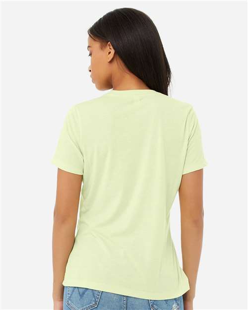 BELLA + CANVAS 6413 Women’s Relaxed Fit Triblend Tee - Spring Green Triblend - model back
