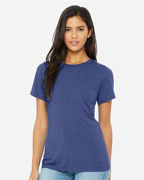 BELLA + CANVAS 6413 Women’s Relaxed Fit Triblend Tee - True Royal Triblend - model front