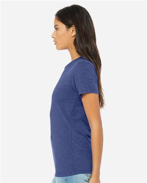 BELLA + CANVAS 6413 Women’s Relaxed Fit Triblend Tee - True Royal Triblend - model side