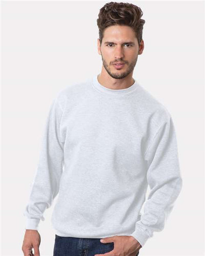 Bayside 1102 Unisex USA-Made Crewneck Sweatshirt - White - model front