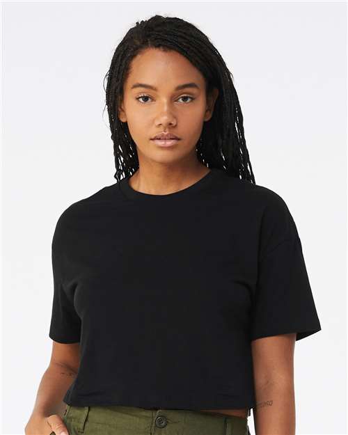 BELLA + CANVAS 6482 Women's Jersey Crop Tee - Black - model front