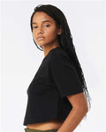 BELLA + CANVAS 6482 Women's Jersey Crop Tee - Black - model side