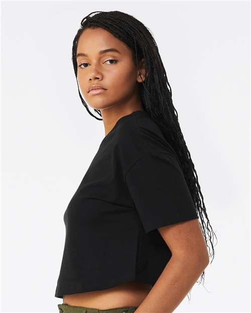 BELLA + CANVAS 6482 Women's Jersey Crop Tee - Black - model side