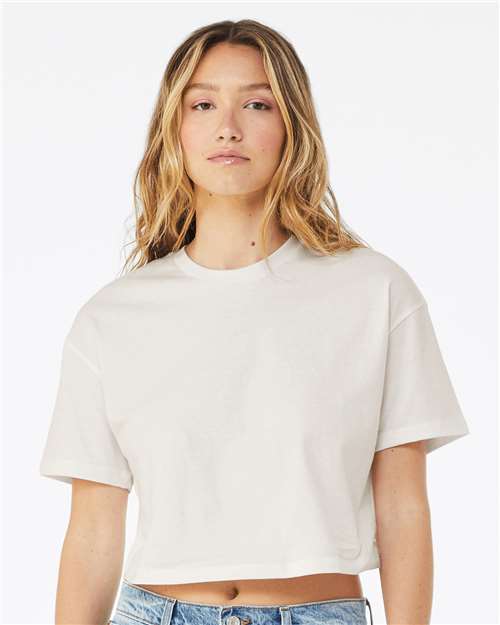 BELLA + CANVAS 6482 Women's Jersey Crop Tee - Vintage White - model front