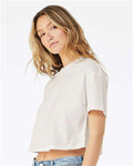 BELLA + CANVAS 6482 Women's Jersey Crop Tee - Vintage White - model side