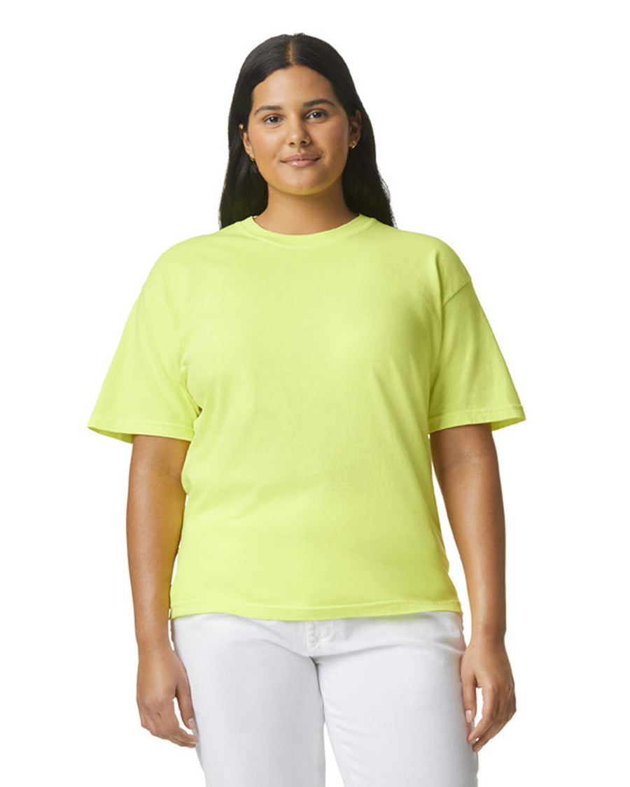 Comfort Colors C1717 Garment-Dyed Heavyweight T-Shirt - Neon Lemon - model front