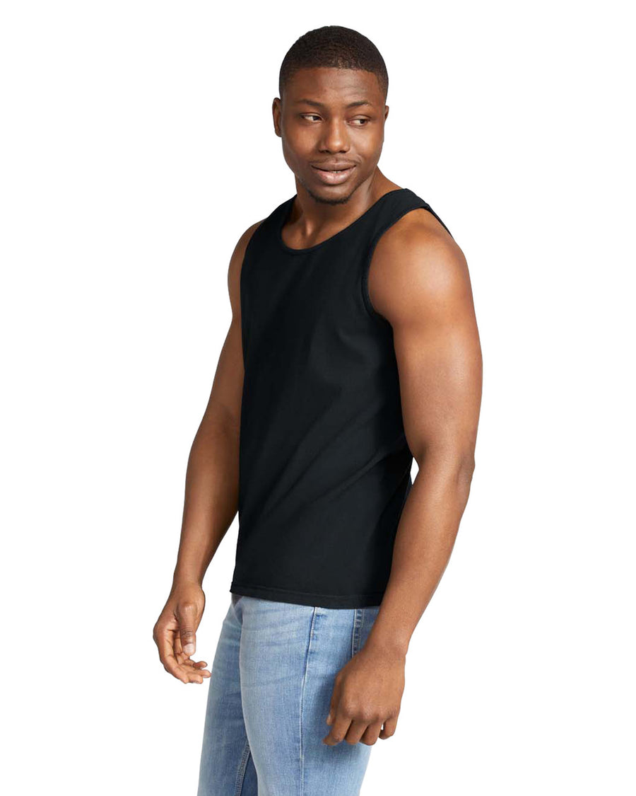 Comfort Colors 9360 Unisex Garment-Dyed Heavyweight Tank Top - Black - model side