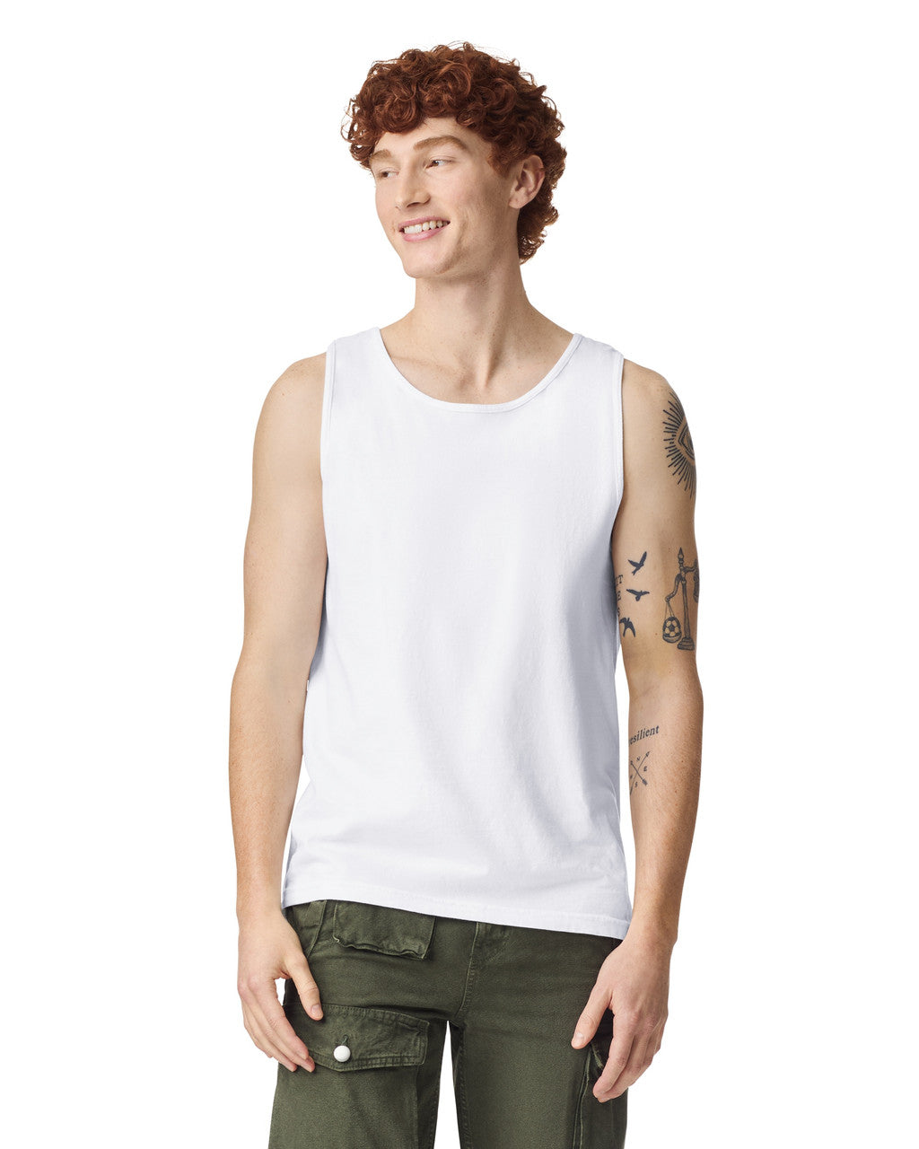 Comfort Colors 9360 Unisex Garment-Dyed Heavyweight Tank Top - White - model front
