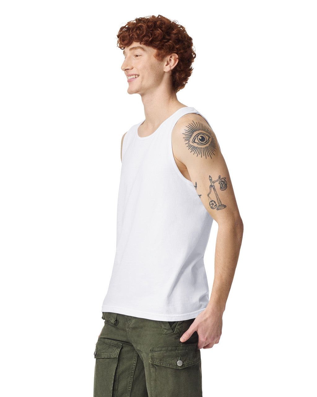 Comfort Colors 9360 Unisex Garment-Dyed Heavyweight Tank Top - White - model side