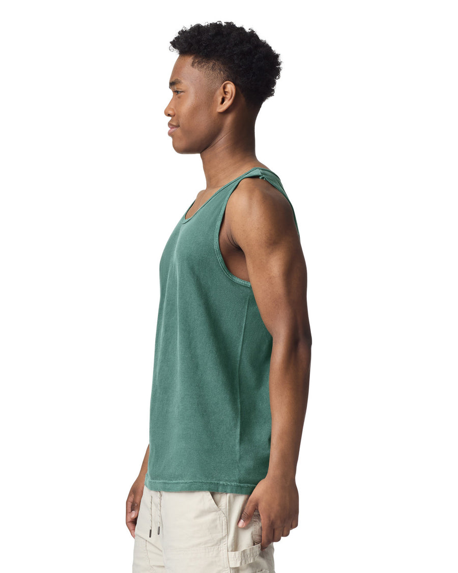 Comfort Colors 9360 Unisex Garment-Dyed Heavyweight Tank Top - Blue Spruce - model side