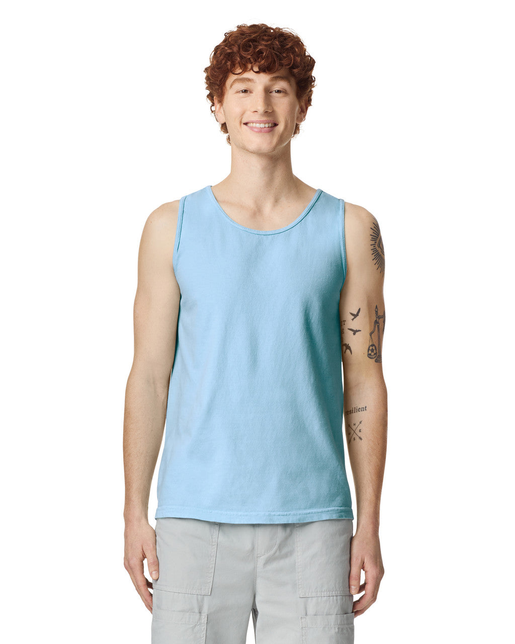 Comfort Colors 9360 Unisex Garment-Dyed Heavyweight Tank Top - Chambray - model front