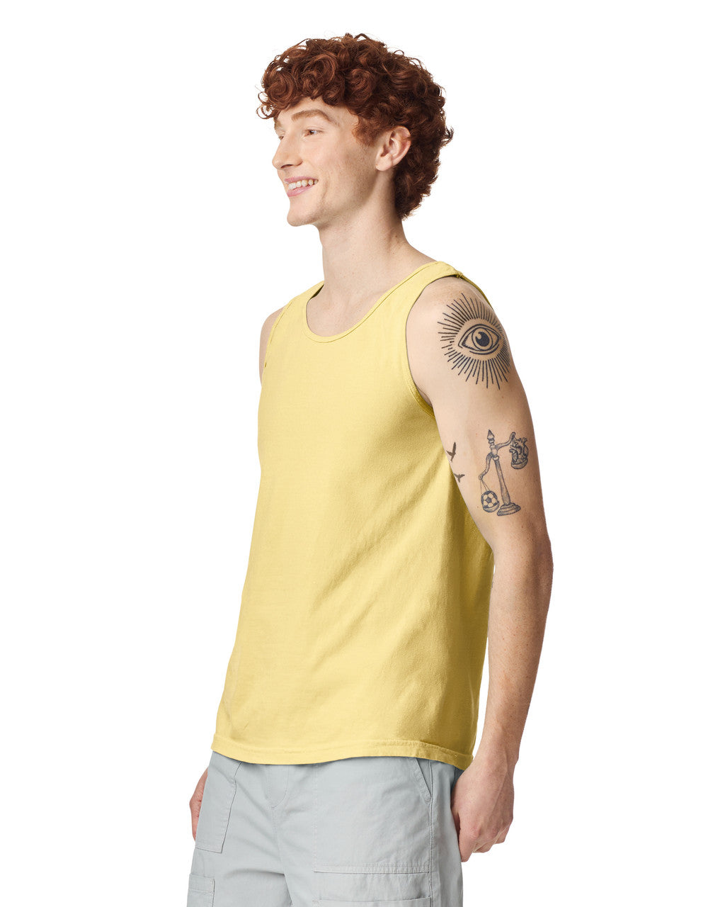 Comfort Colors 9360 Unisex Garment-Dyed Heavyweight Tank Top - Butter - model side