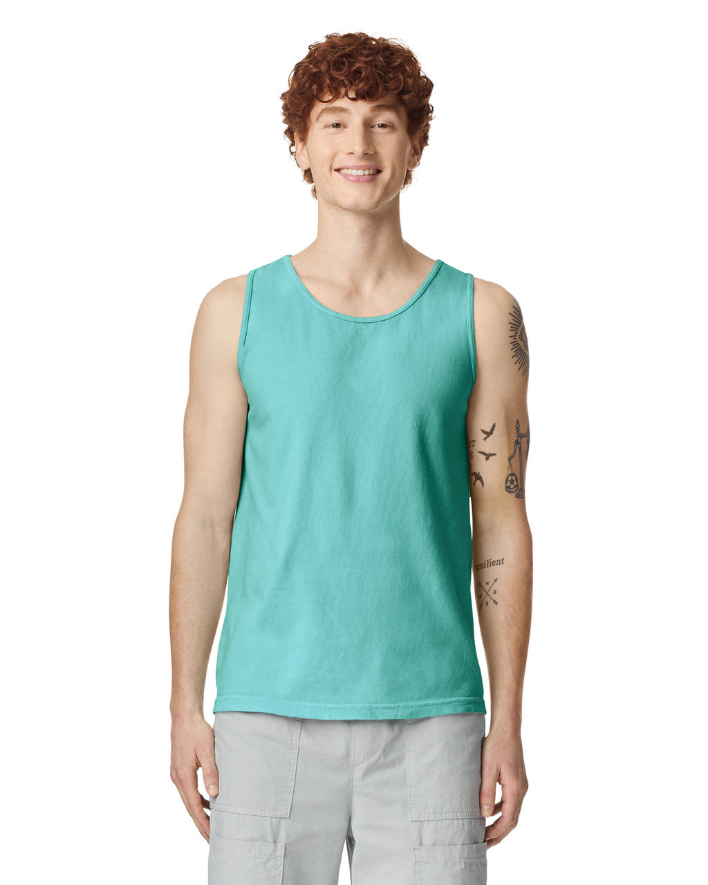 Comfort Colors 9360 Unisex Garment-Dyed Heavyweight Tank Top - Chalky Mint - model front
