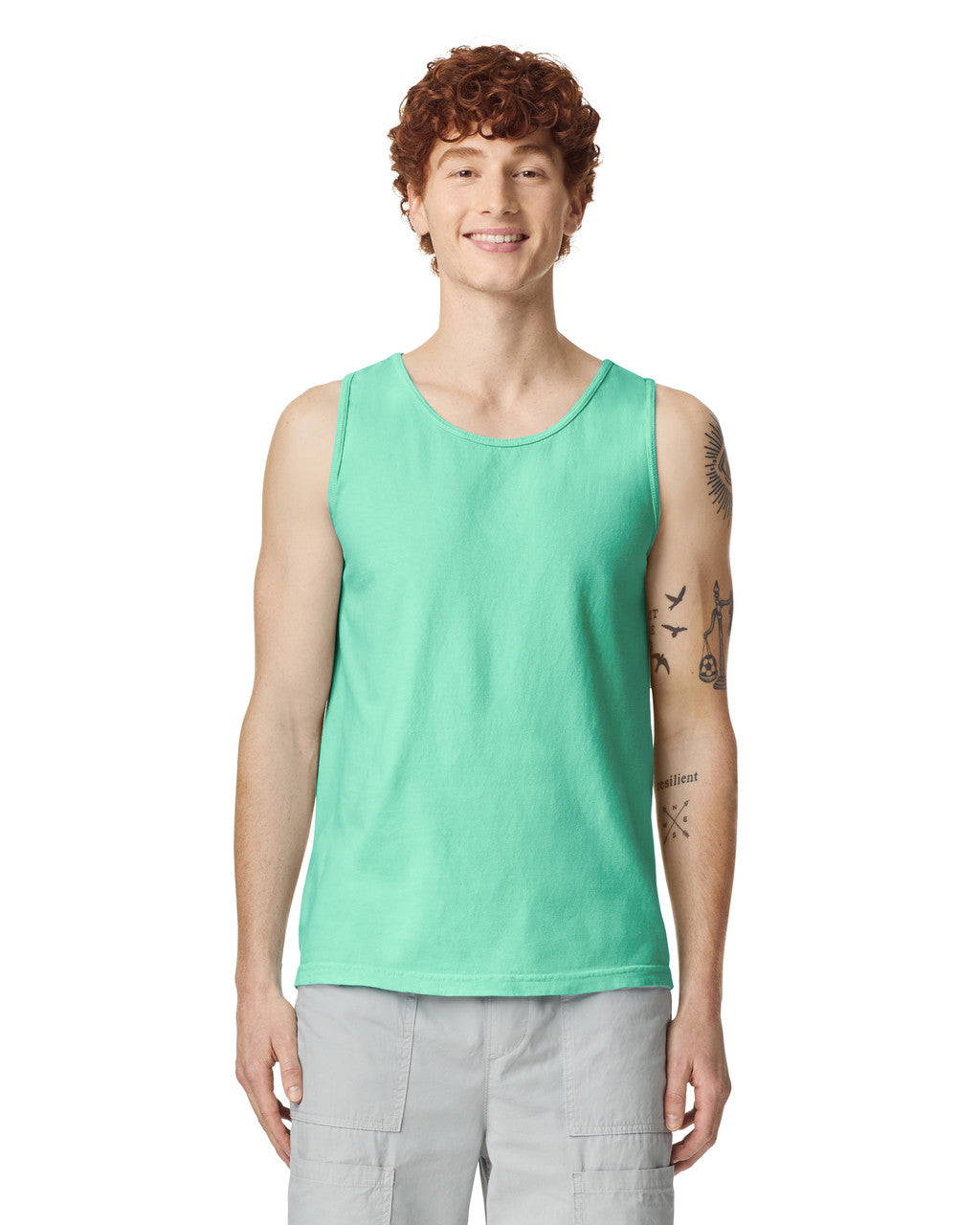 Comfort Colors 9360 Unisex Garment-Dyed Heavyweight Tank Top - Island Reef - model front