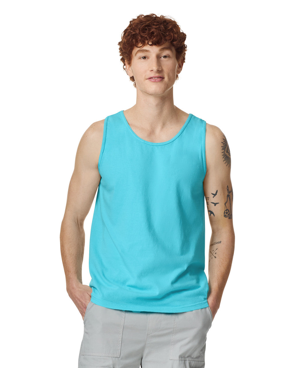 Comfort Colors 9360 Unisex Garment-Dyed Heavyweight Tank Top - Lagoon - model front