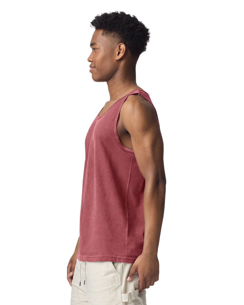 Comfort Colors 9360 Unisex Garment-Dyed Heavyweight Tank Top - Crimson - model side