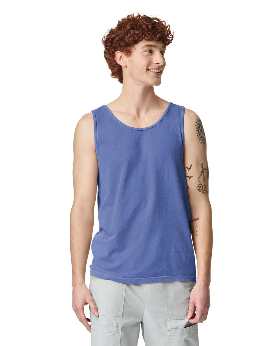 Comfort Colors 9360 Unisex Garment-Dyed Heavyweight Tank Top - Flo Blue - model front