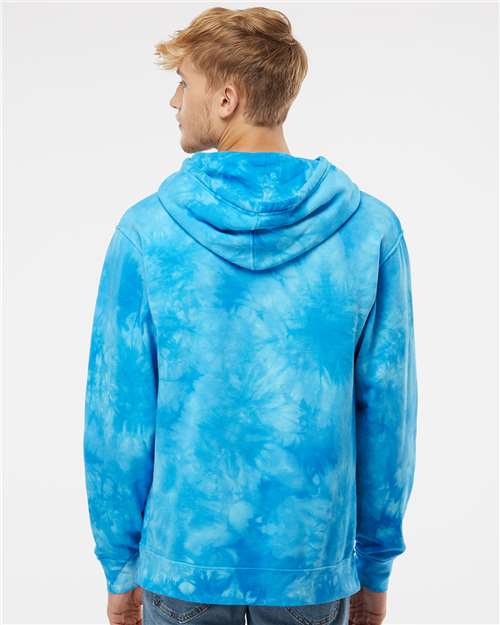 Independent Trading Co. PRM4500TD Unisex Midweight Tie-Dyed Hooded Sweatshirt - Tie Dye Aqua Blue - model back