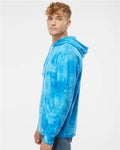Independent Trading Co. PRM4500TD Unisex Midweight Tie-Dyed Hooded Sweatshirt - Tie Dye Aqua Blue - model side