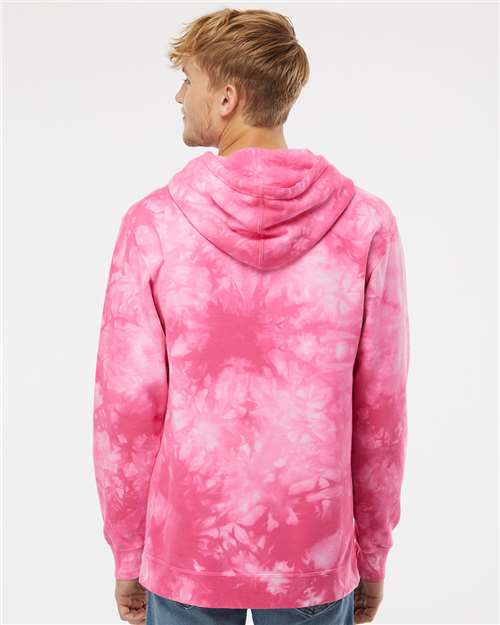 Independent Trading Co. PRM4500TD Unisex Midweight Tie-Dyed Hooded Sweatshirt - Tie Dye Pink - model back