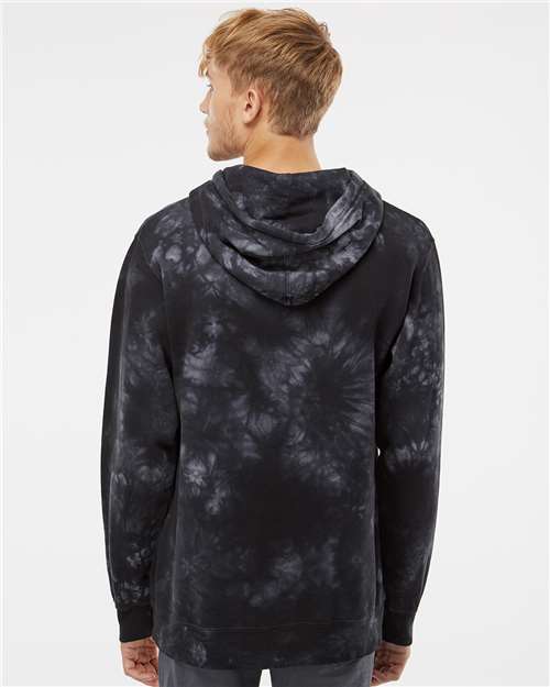 Independent Trading Co. PRM4500TD Unisex Midweight Tie-Dyed Hooded Sweatshirt - Tie Dye Black - model back