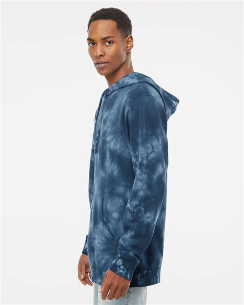 Independent Trading Co. PRM4500TD Unisex Midweight Tie-Dyed Hooded Sweatshirt - Tie Dye Navy - model side