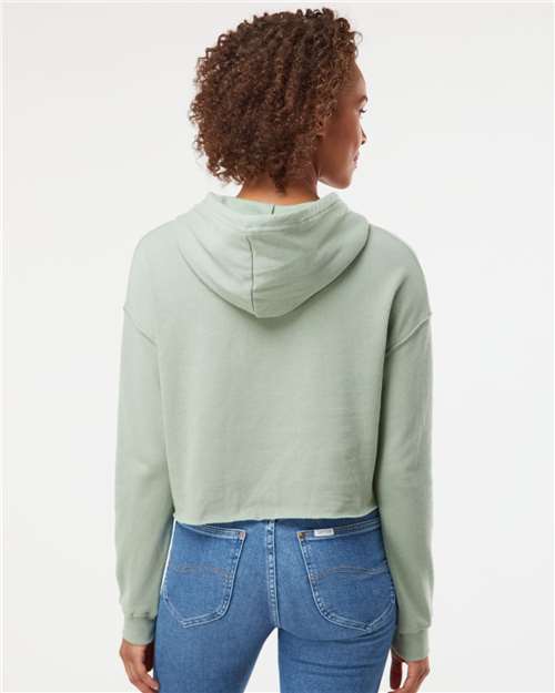 Independent Trading Co. AFX64CRP Women’s Lightweight Crop Hooded Sweatshirt - Sage - model back