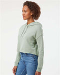 Independent Trading Co. AFX64CRP Women’s Lightweight Crop Hooded Sweatshirt - Sage - model side