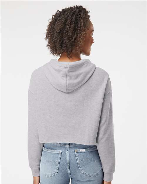 Independent Trading Co. AFX64CRP Women’s Lightweight Crop Hooded Sweatshirt - Grey Heather - model back