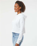 Independent Trading Co. AFX64CRP Women’s Lightweight Crop Hooded Sweatshirt - White - model side