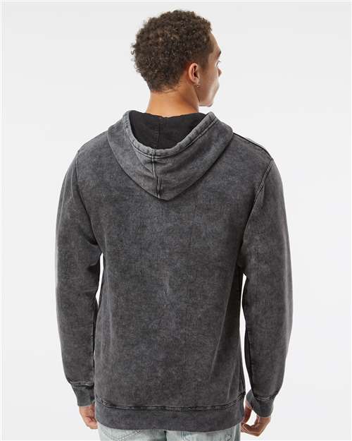 Independent Trading Co. PRM4500MW Unisex Midweight Mineral Wash Hooded Sweatshirt - Black - model back