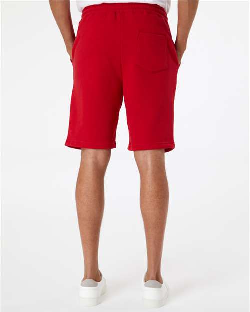 Independent Trading Co. IND20SRT Men's Midweight Fleece Shorts - Red - model back
