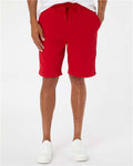 Independent Trading Co. IND20SRT Men's Midweight Fleece Shorts - Red - model front