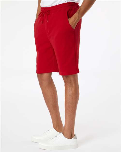 Independent Trading Co. IND20SRT Men's Midweight Fleece Shorts - Red - model side