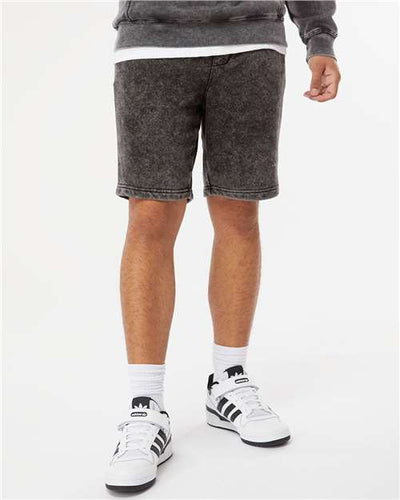 Independent Trading Co. PRM50STMW Unisex Mineral Wash Fleece Shorts - Black - model front