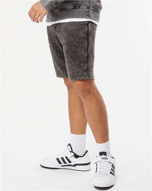 Independent Trading Co. PRM50STMW Unisex Mineral Wash Fleece Shorts - Black - model side
