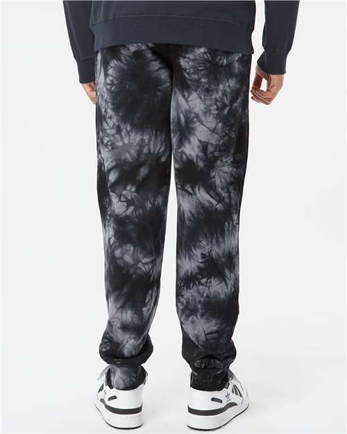 Independent Trading Co. PRM50PTTD Unisex Tie-Dyed Fleece Sweatpants - Tie Dye Black - model back