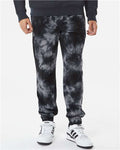Independent Trading Co. PRM50PTTD Unisex Tie-Dyed Fleece Sweatpants - Tie Dye Black - model front
