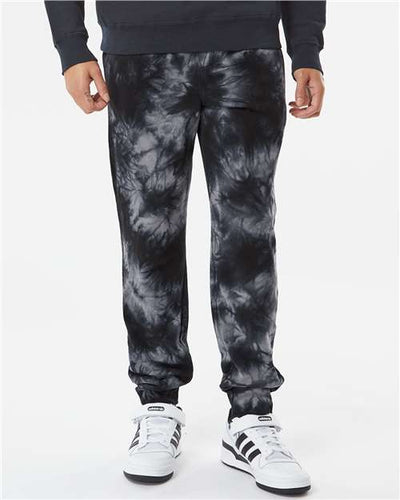 Independent Trading Co. PRM50PTTD Unisex Tie-Dyed Fleece Sweatpants - Tie Dye Black - model front
