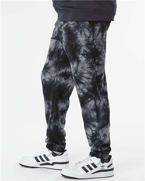 Independent Trading Co. PRM50PTTD Unisex Tie-Dyed Fleece Sweatpants - Tie Dye Black - model side