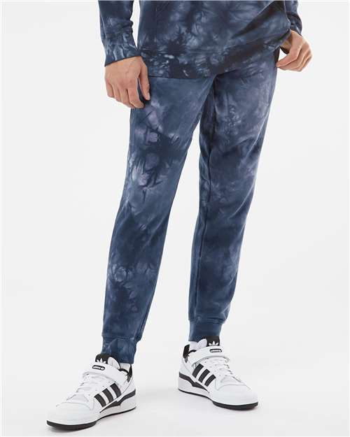 Independent Trading Co. PRM50PTTD Unisex Tie-Dyed Fleece Sweatpants - Tie Dye Navy - model front
