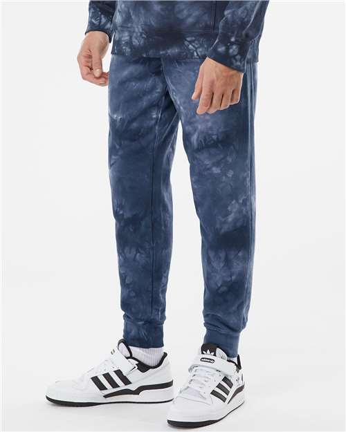 Independent Trading Co. PRM50PTTD Unisex Tie-Dyed Fleece Sweatpants - Tie Dye Navy - model side