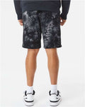 Independent Trading Co. PRM50STTD Unisex Tie-Dyed Fleece Shorts - Tie Dye Black - model back