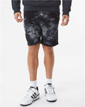Independent Trading Co. PRM50STTD Unisex Tie-Dyed Fleece Shorts - Tie Dye Black - model front